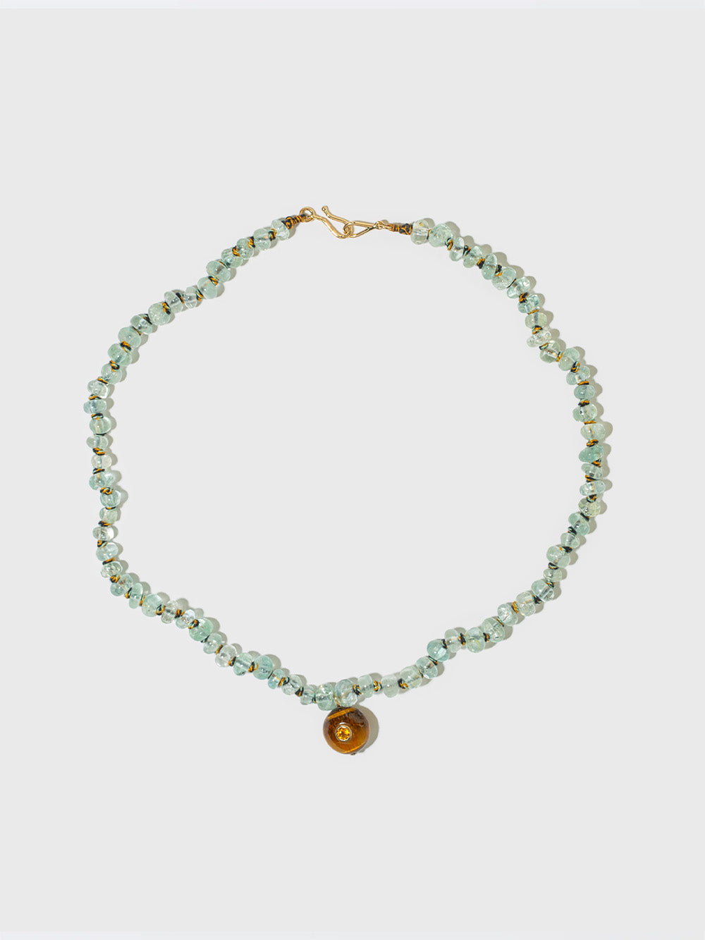 AQUAMARINE AND TIGER-EYE PEARL NECKLACE