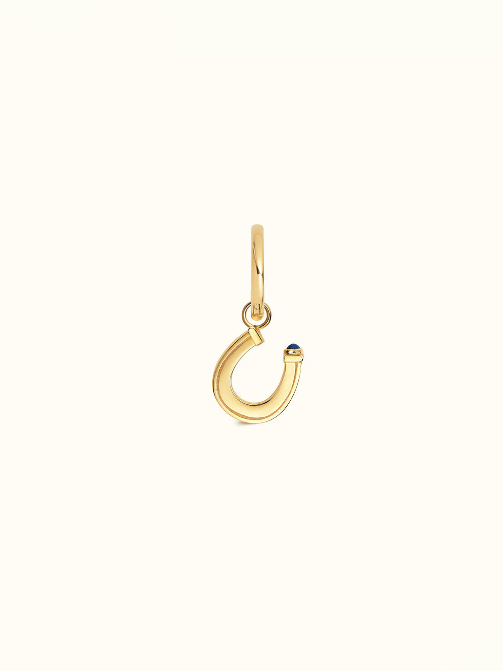 BABY CHARM HORSESHOE GOLD AND BLUE SAPPHIRE EARRING