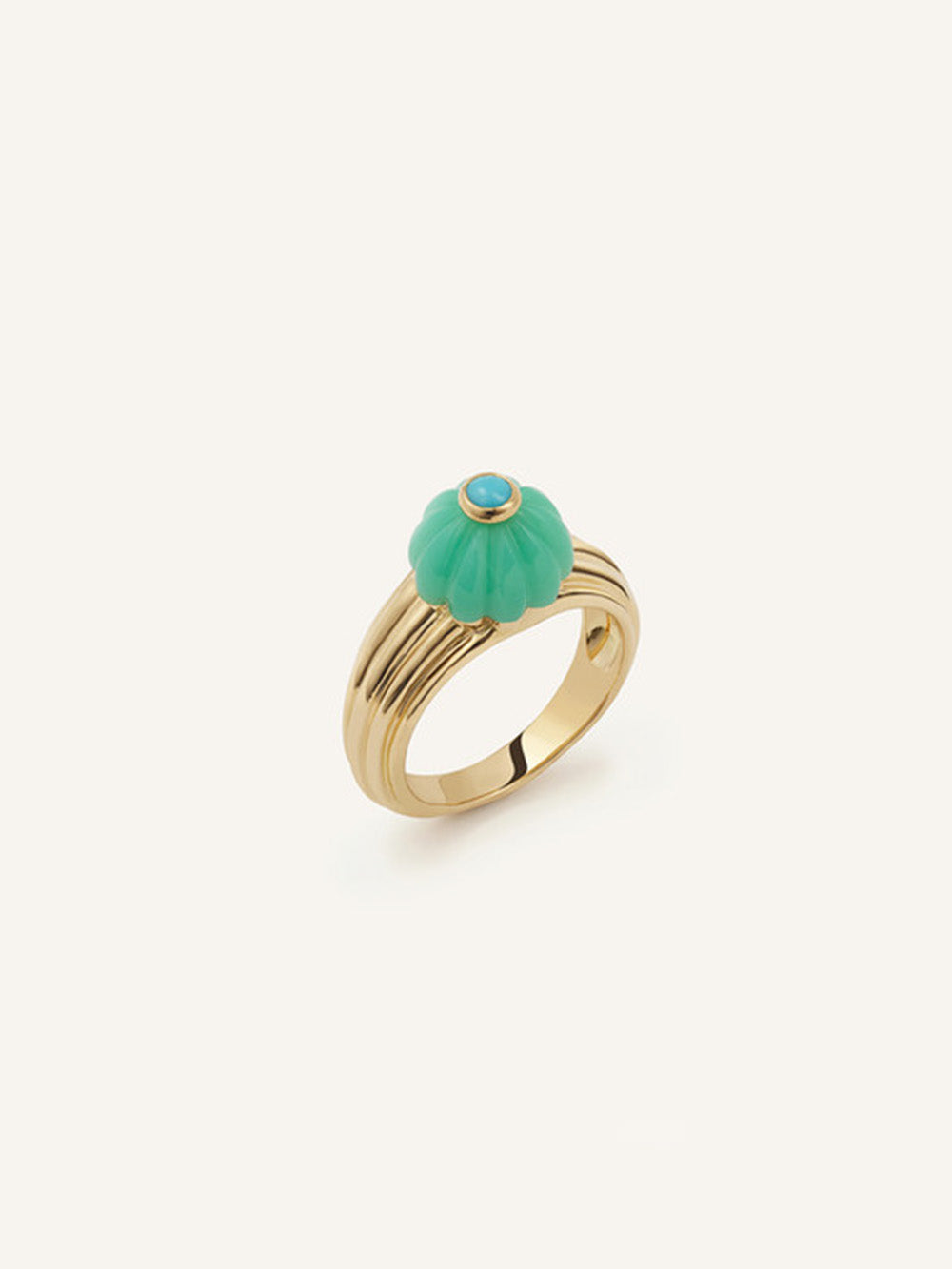 BAGUE GELATO CHRYSOPRASE ET TURQUOISE