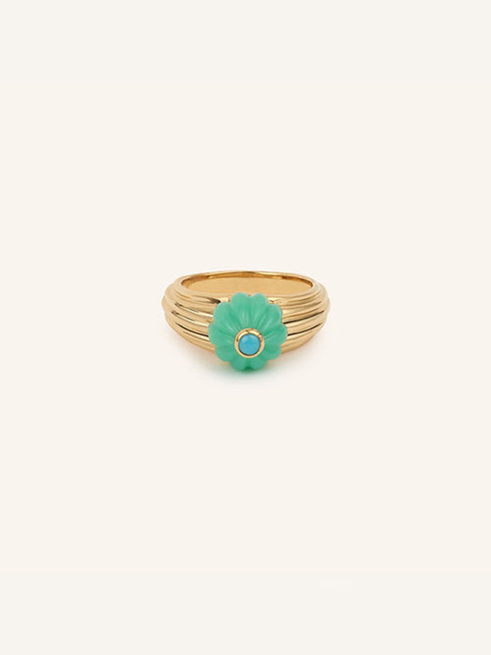 BAGUE GELATO CHRYSOPRASE ET TURQUOISE
