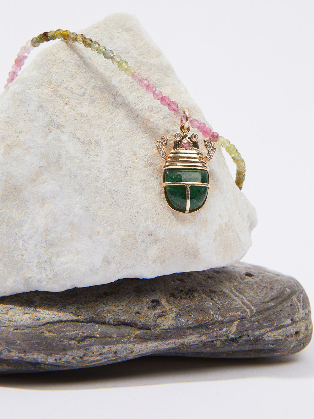 TOURMALINE AND JASPER SCARAB NECKLACE