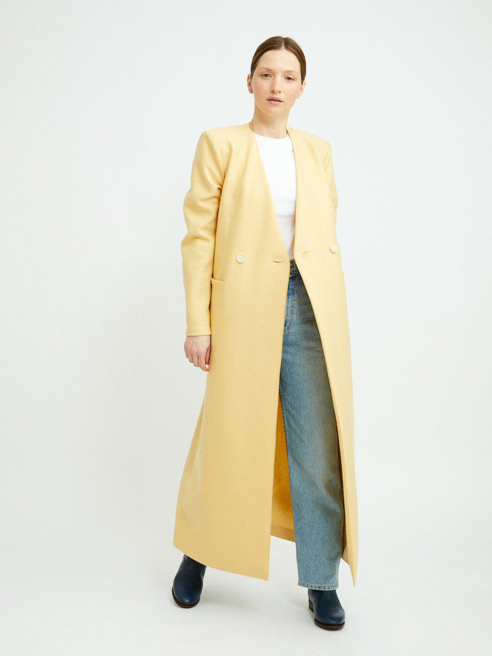 UNCOLLARED CUSTARD COAT