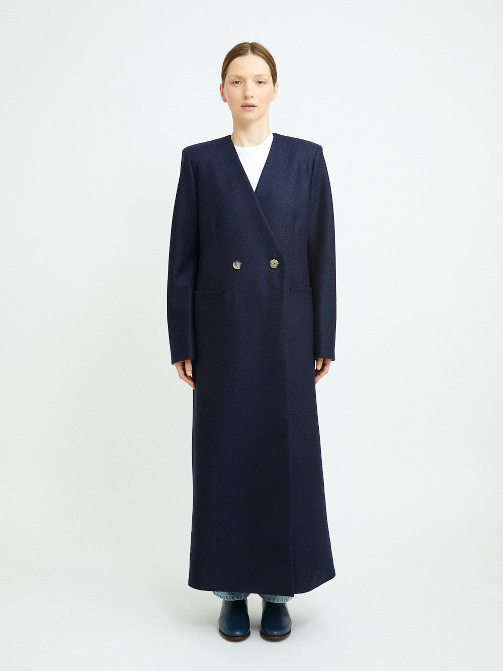 MANTEAU UNCOLLARED NAVY BLUE