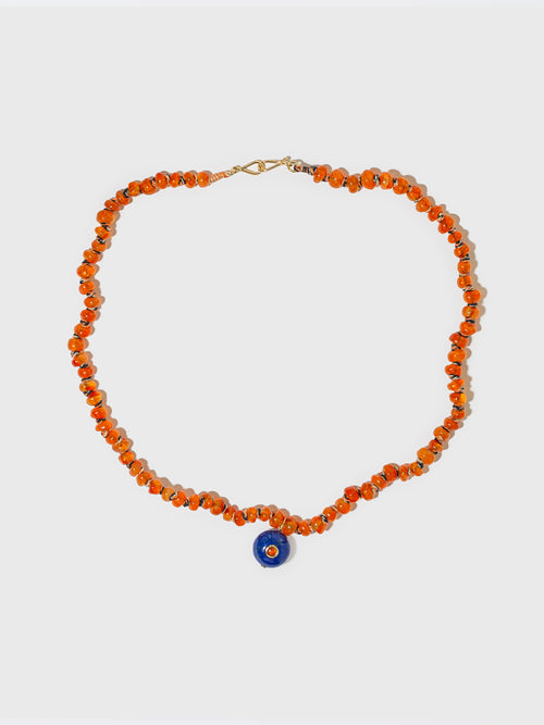 NECKLACE WITH CARNELIAN AND LAPIS LAZULI BEADS
