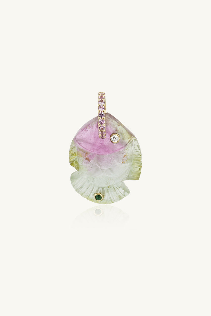 PENDENTIF POISSON PM TOURMALINE WATERMELON
