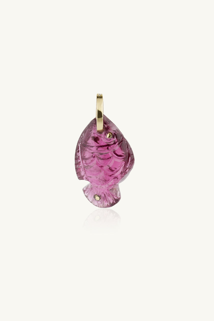 PENDENTIF POISSON PM TOURMALINE & DIAMANT BLEU
