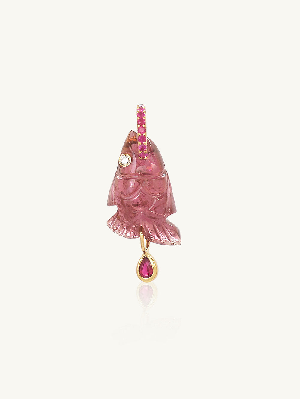 TOURMALINE AND RUBY CREOLE FISH EARRING