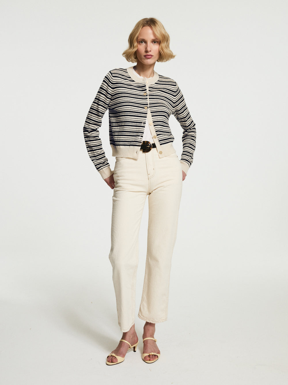 CARDIGAN SUZI OR NERO NAVY & ANTIQUE WHITE
