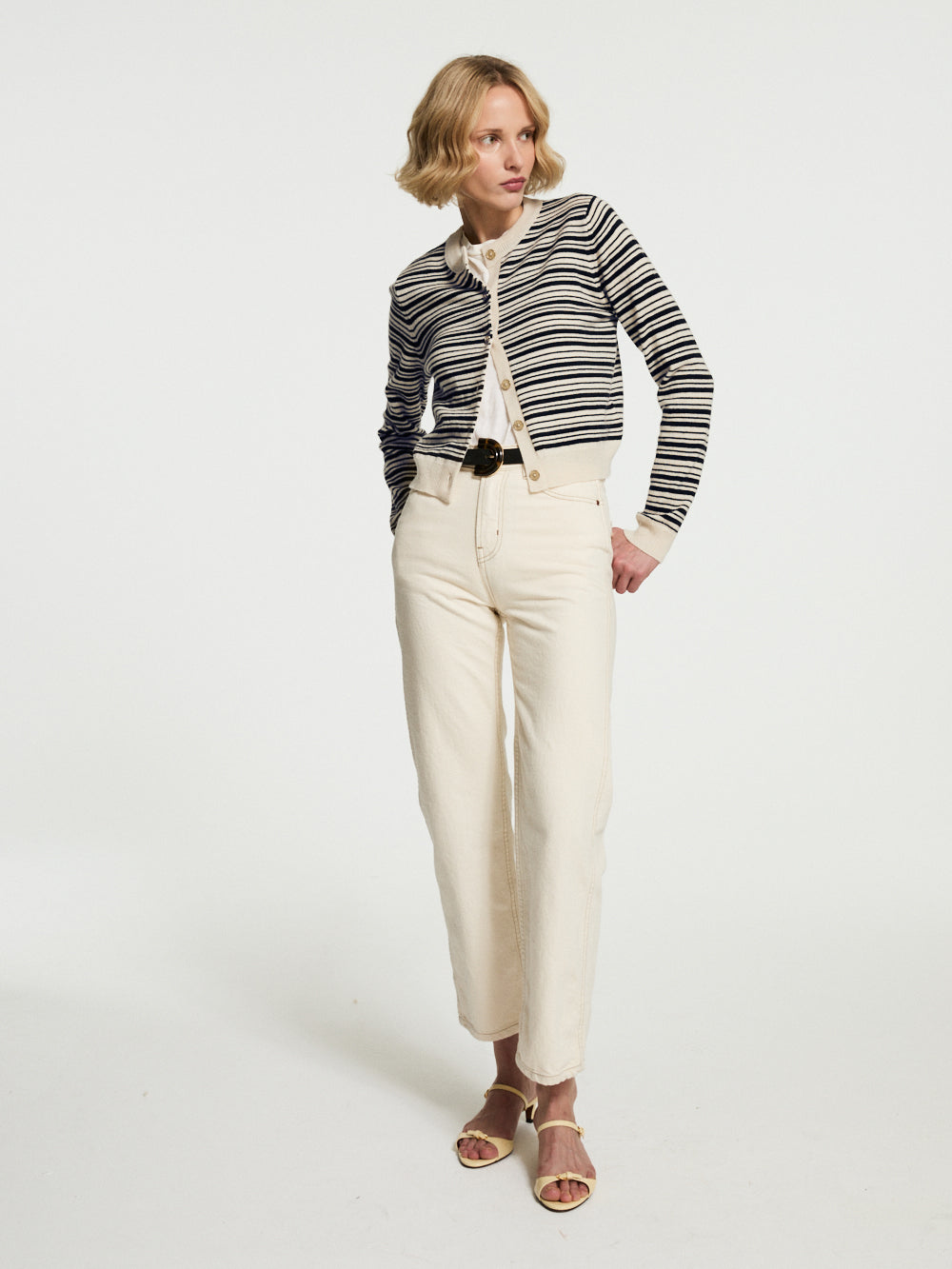 CARDIGAN SUZI OR NERO NAVY & ANTIQUE WHITE
