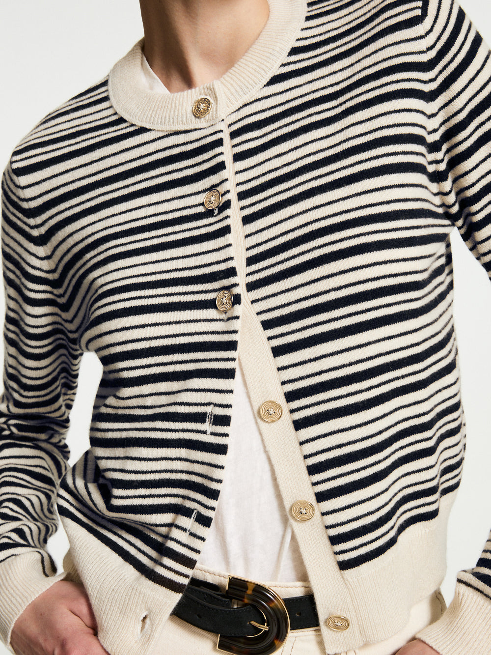 CARDIGAN SUZI OR NERO NAVY & ANTIQUE WHITE