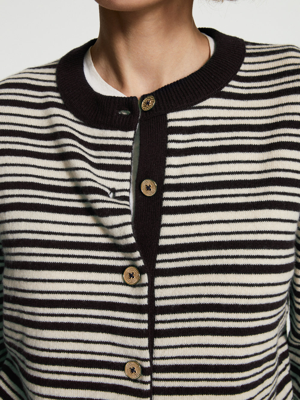 CARDIGAN SUZI OR MARRON & ANTIQUE WHITE