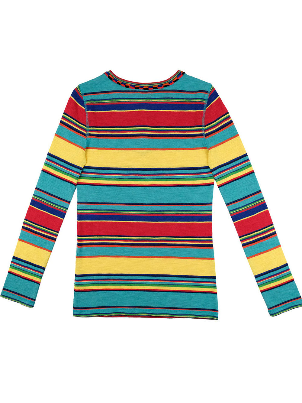 YELLOW, TURQUOISE AND RED STRIPED SKIN T-SHIRT