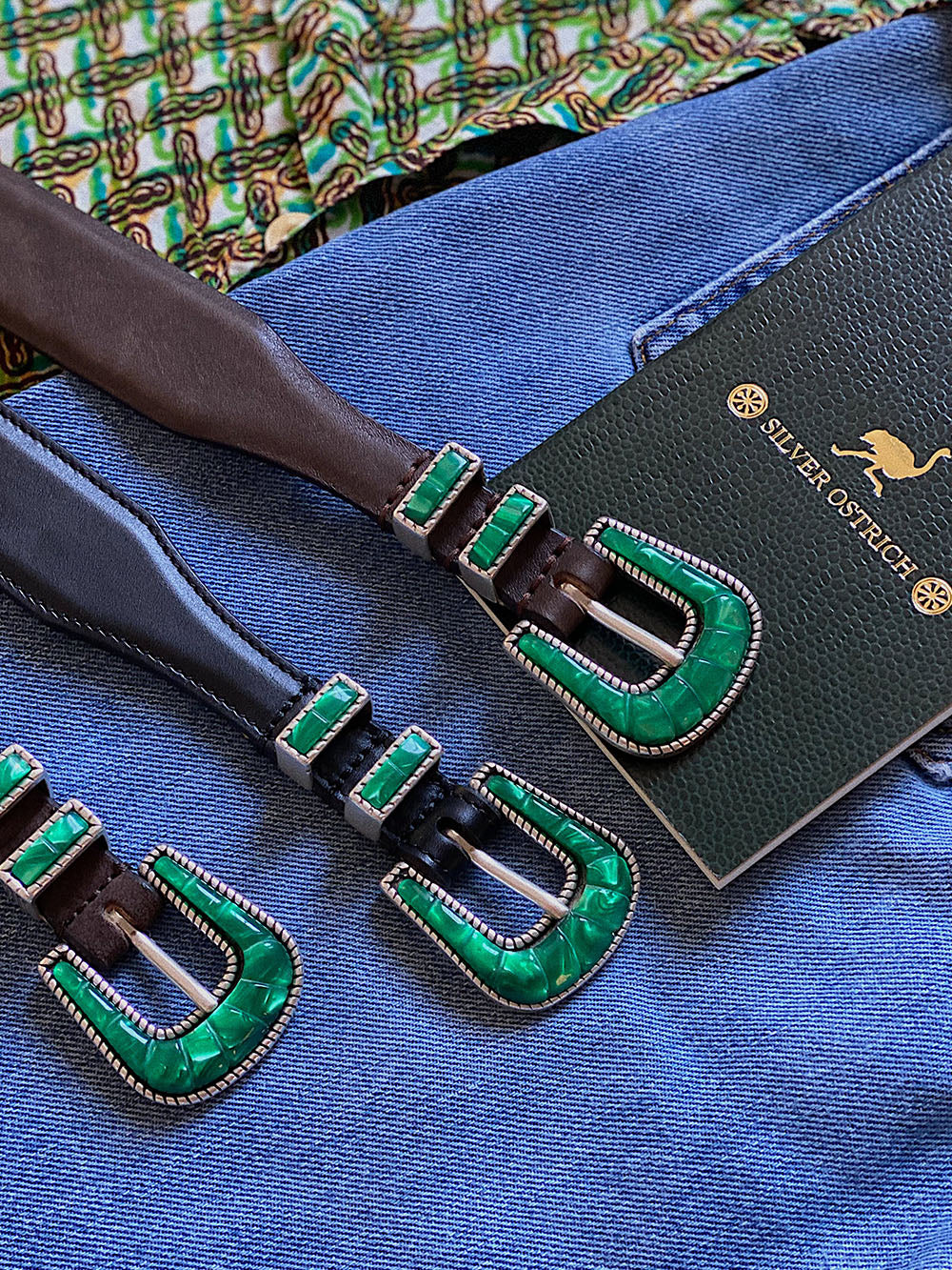 CEINTURE CUIR BLACK & VERDE