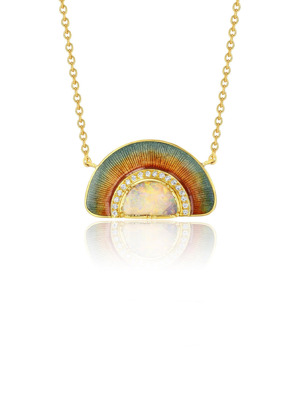 SUNRISE OPAL AND DIAMONDS NECKLACE