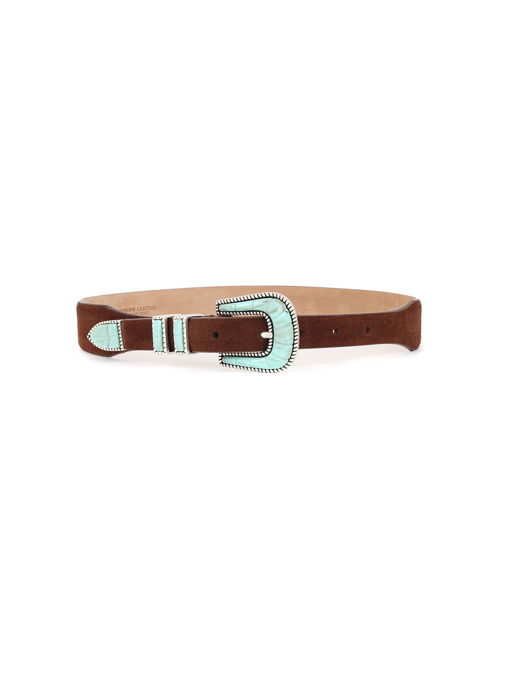 CEINTURE CRAZY SUEDE BROWN SOFT TURQUOISE