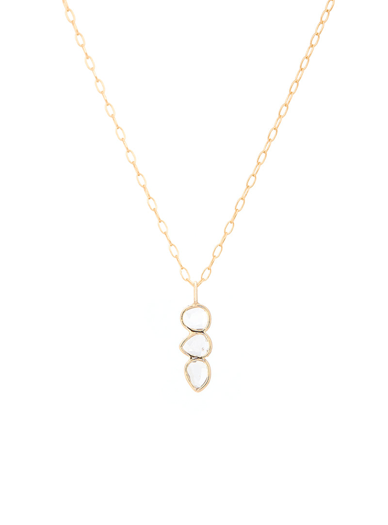 COLLIER OR JAUNE 3 DIAMOND SLICES