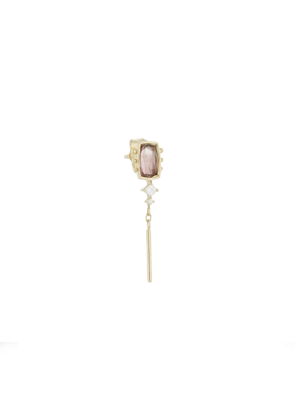 BOUCLE D'OREILLE STUD TOURMALINE ROSE