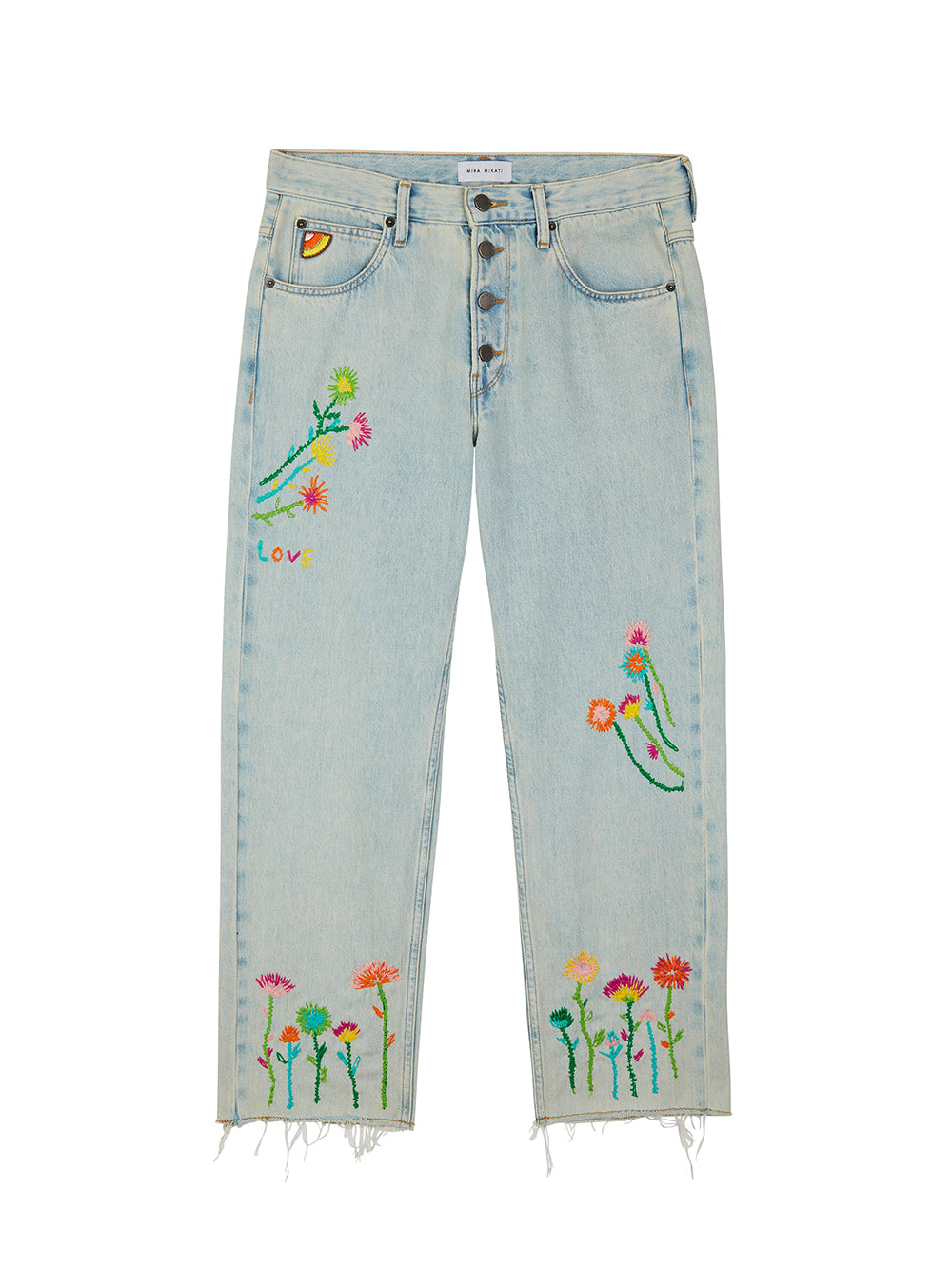 JEAN BRODÉ À MOTIFS FLORAUX
