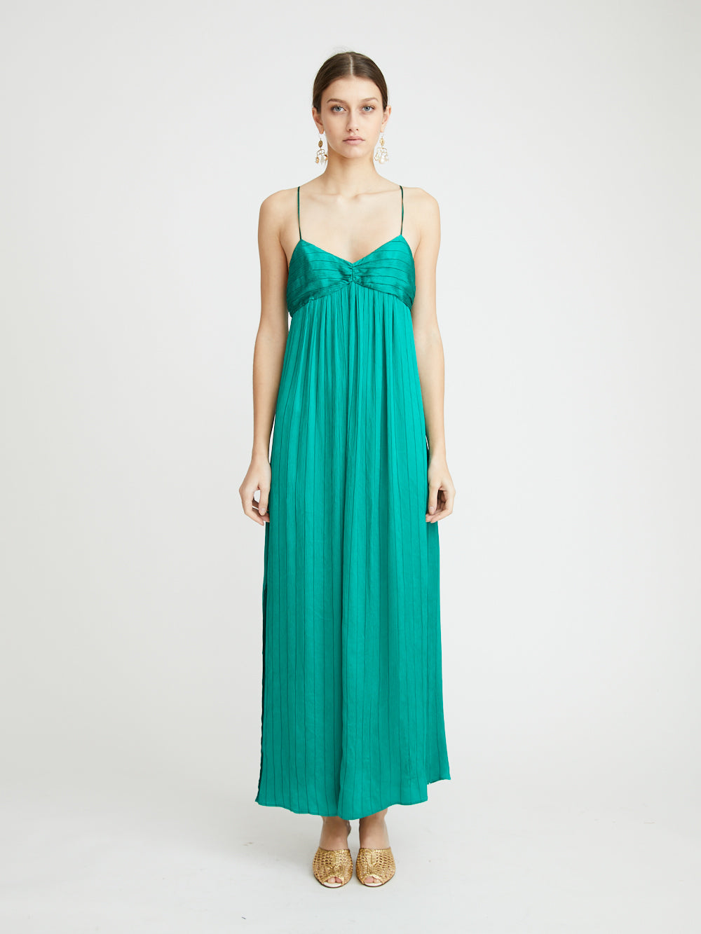 EMERALD CREPON DRESS