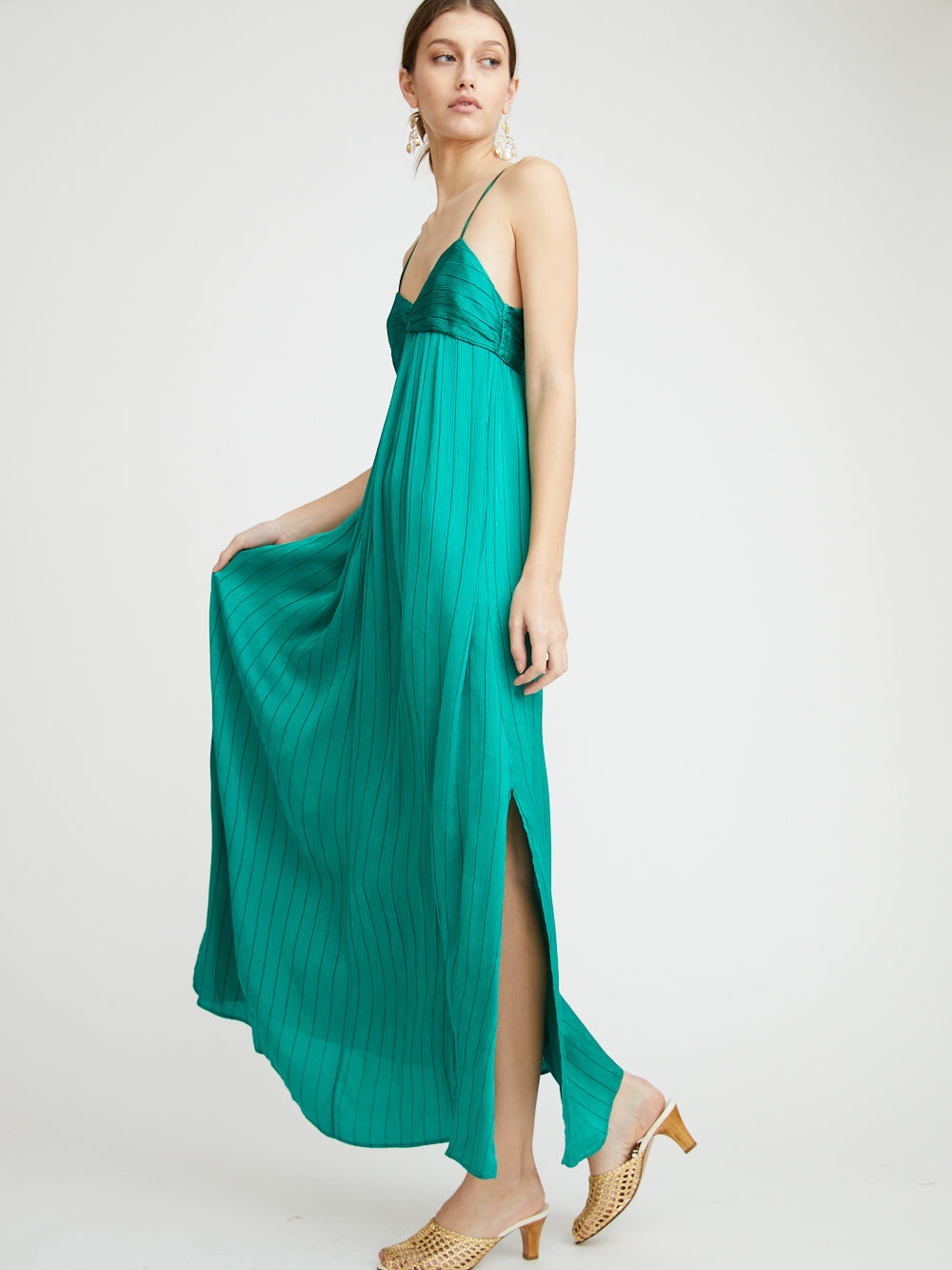 EMERALD CREPON DRESS