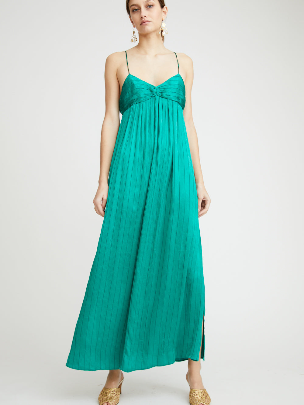 EMERALD CREPON DRESS