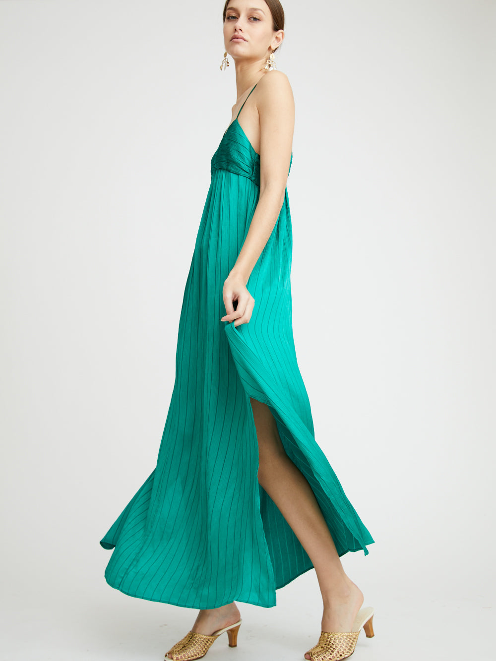 EMERALD CREPON DRESS