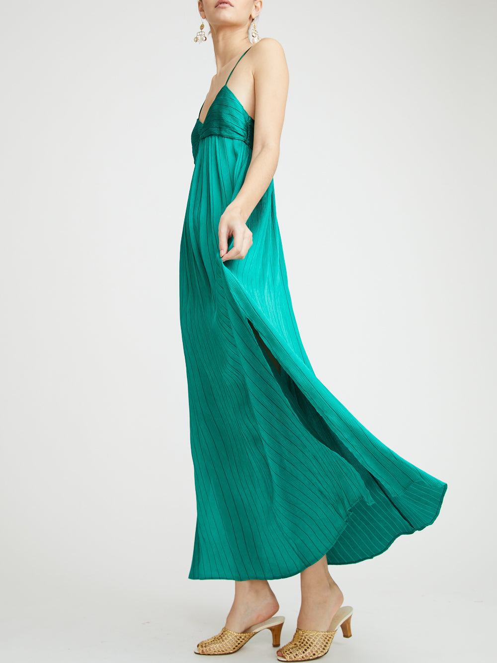 EMERALD CREPON DRESS