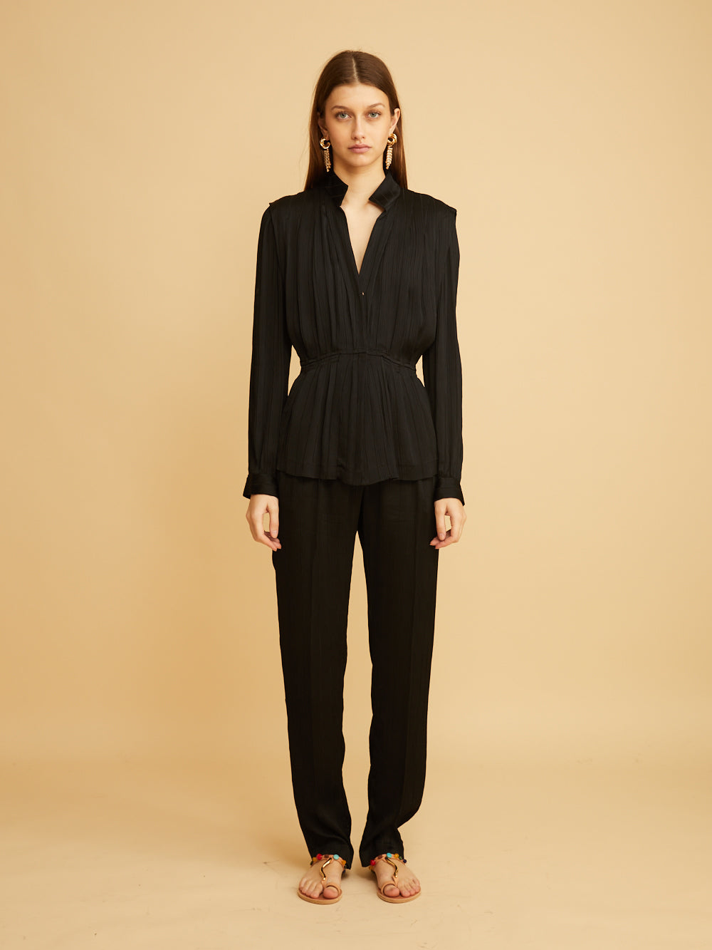 PANTALON EN CRÉPON NOIR