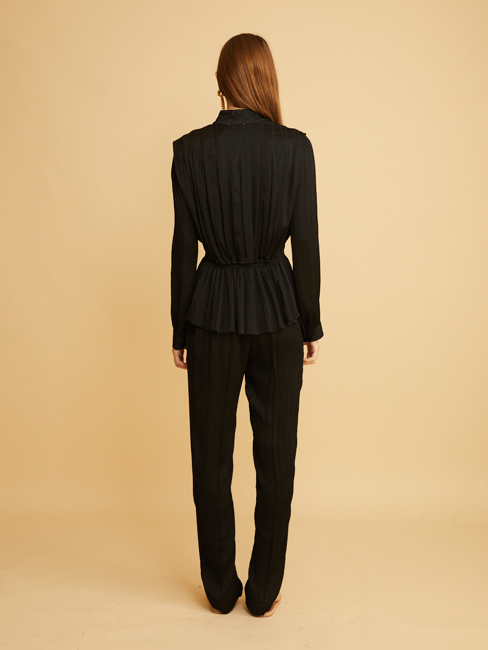 CHEMISE EN CRÉPON PINSTRIP NOIR