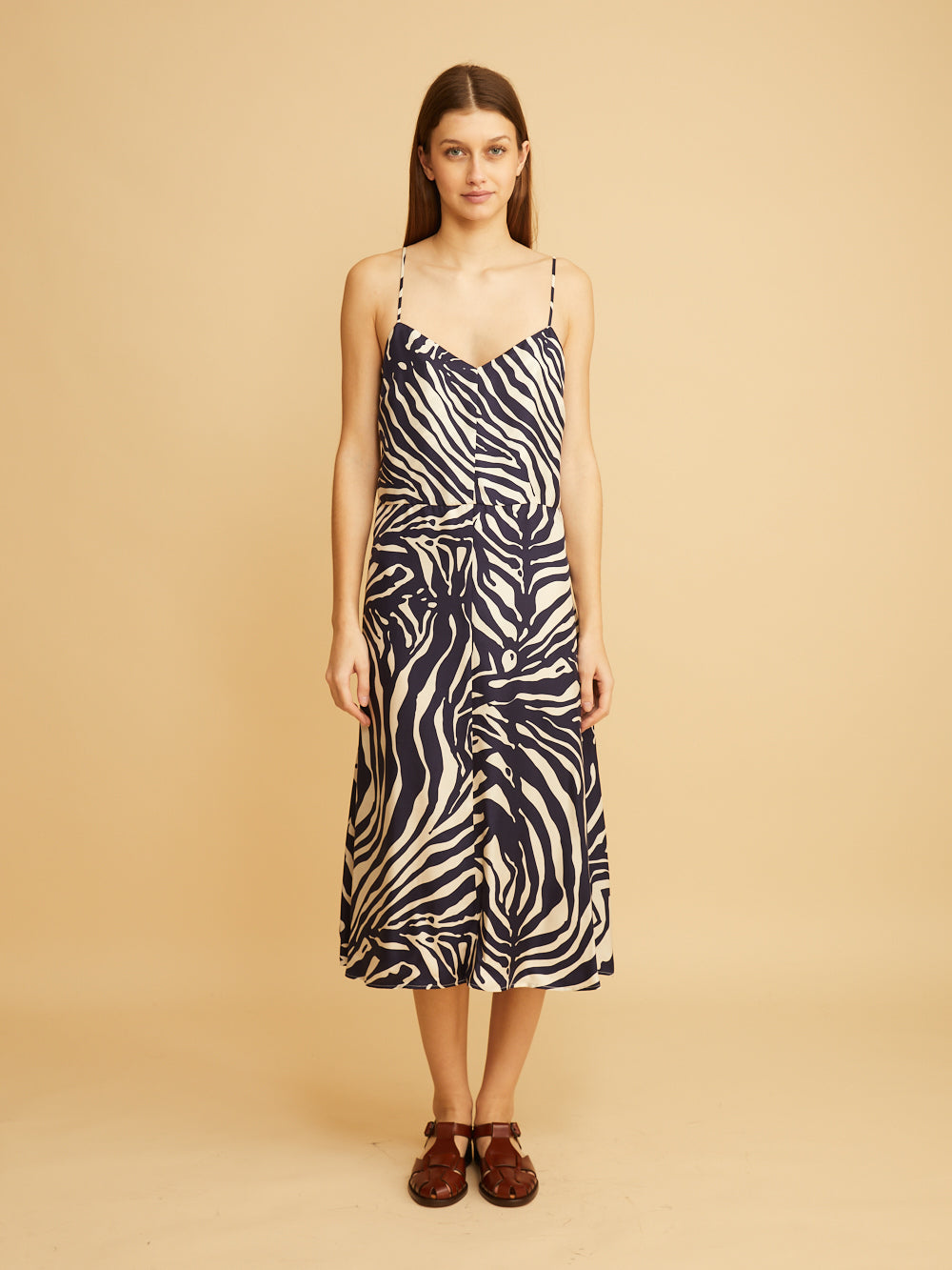 ROBE ROSA BRETELLE ZEBRE MARINE