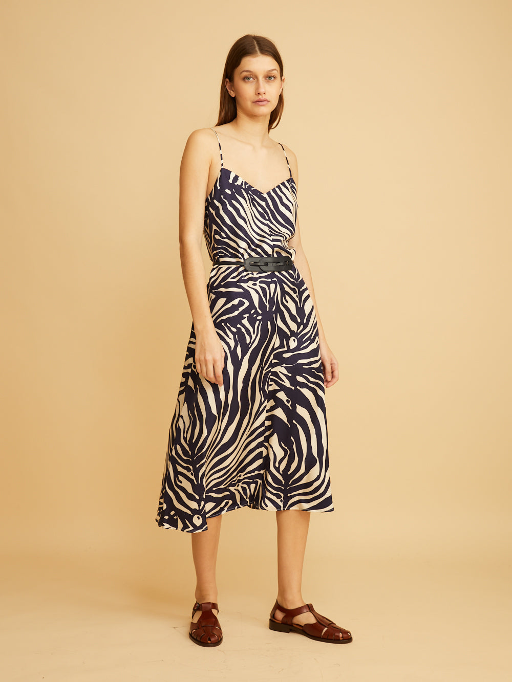 ROBE ROSA BRETELLE ZEBRE MARINE