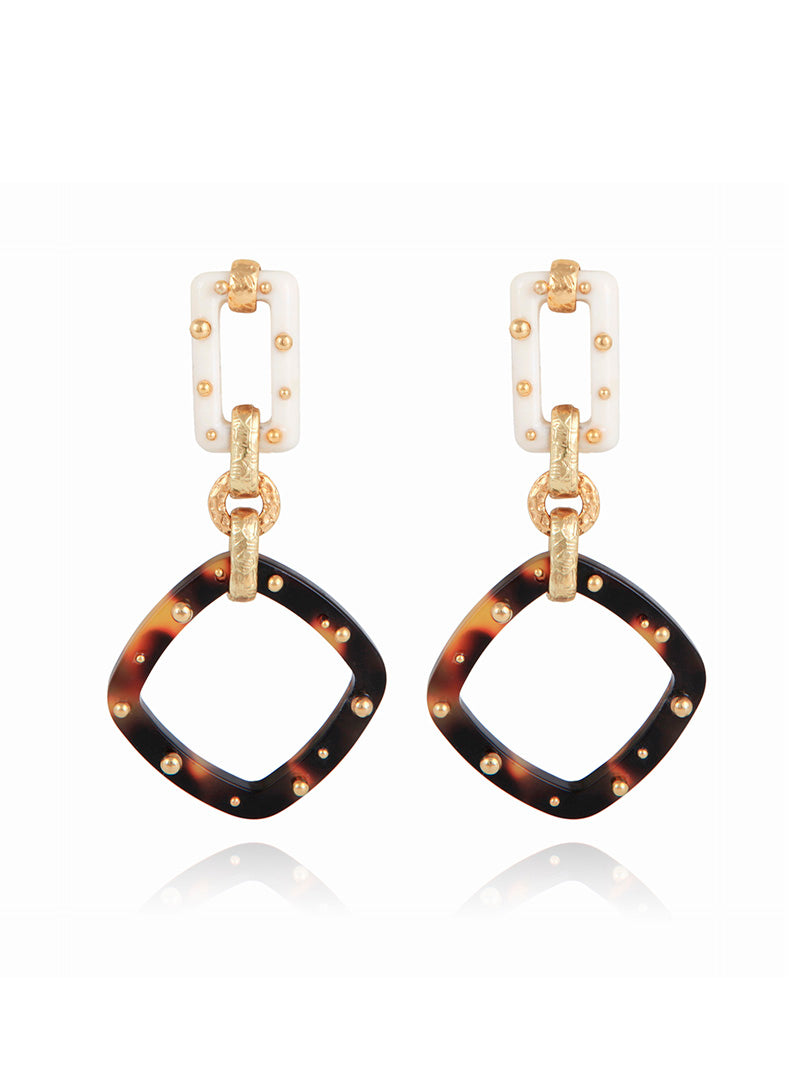 ESCALE EARRINGS ACETATE GOLD LARGE SIZE