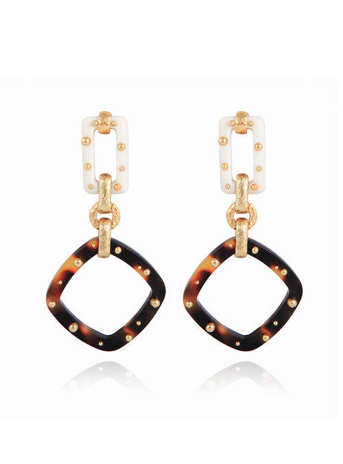ESCALE EARRINGS ACETATE GOLD LARGE SIZE