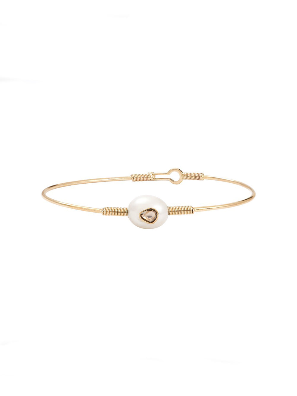 PEARL AND DIAMOND BANGLE BRACELET