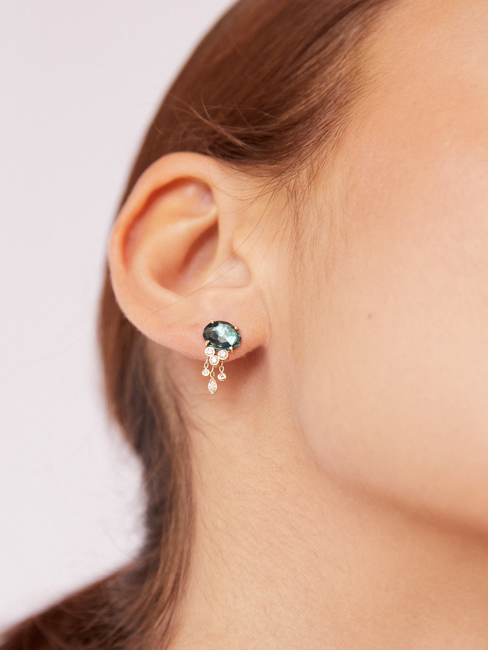 EARRING JELLYFISH TOURMALINE BLUE