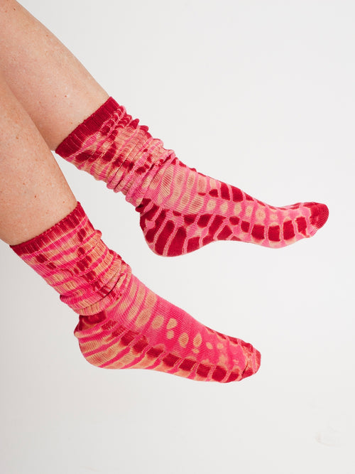 CHAUSSETTE TIE & DYE BAMBOO CERISE/ROSE