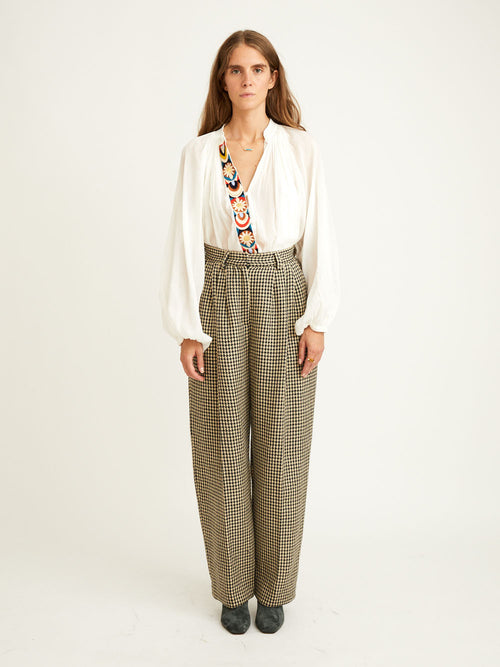 HIGH WAIST HOUNDSTOOTH TROUSERS