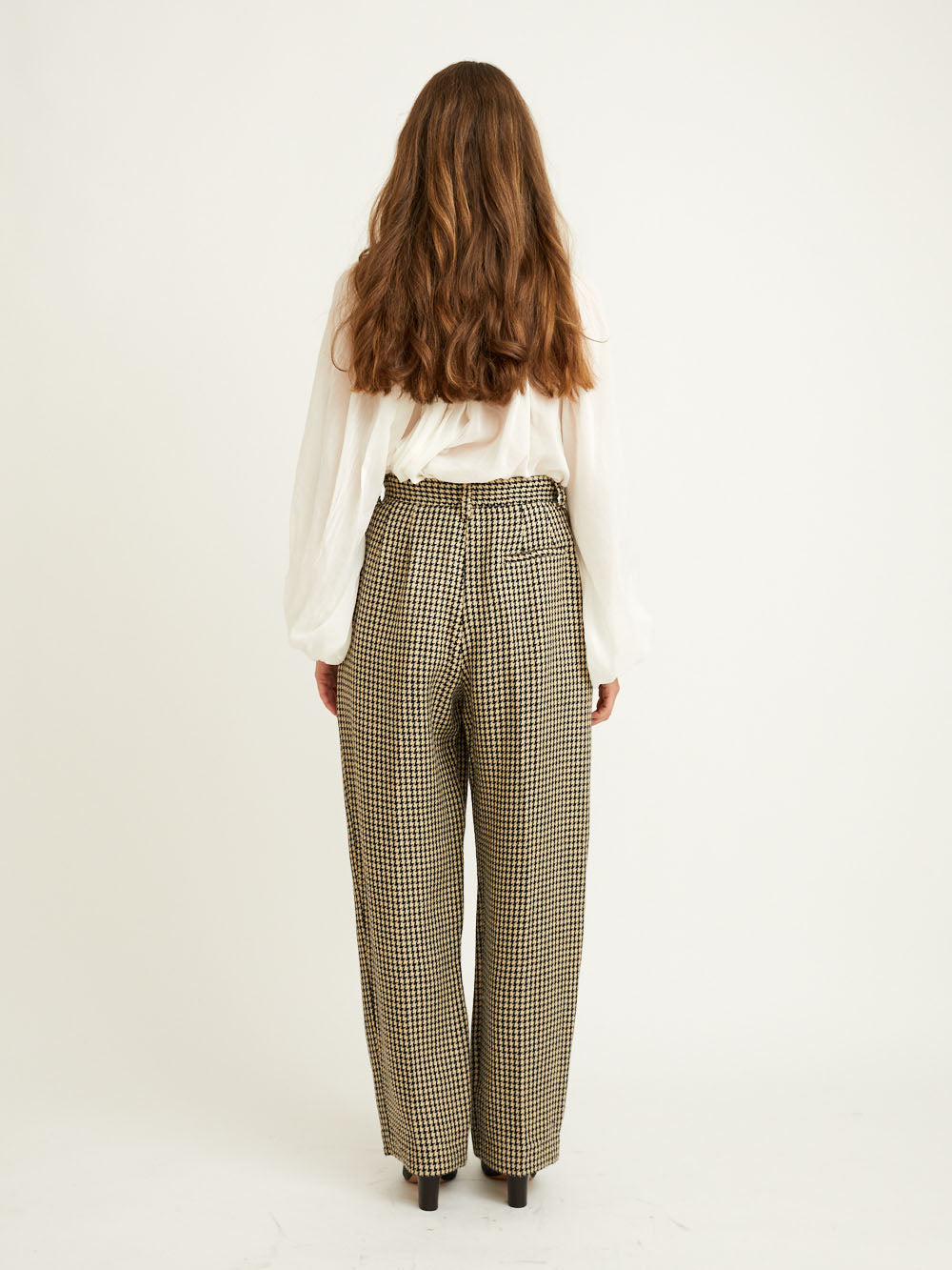 HIGH WAIST HOUNDSTOOTH TROUSERS