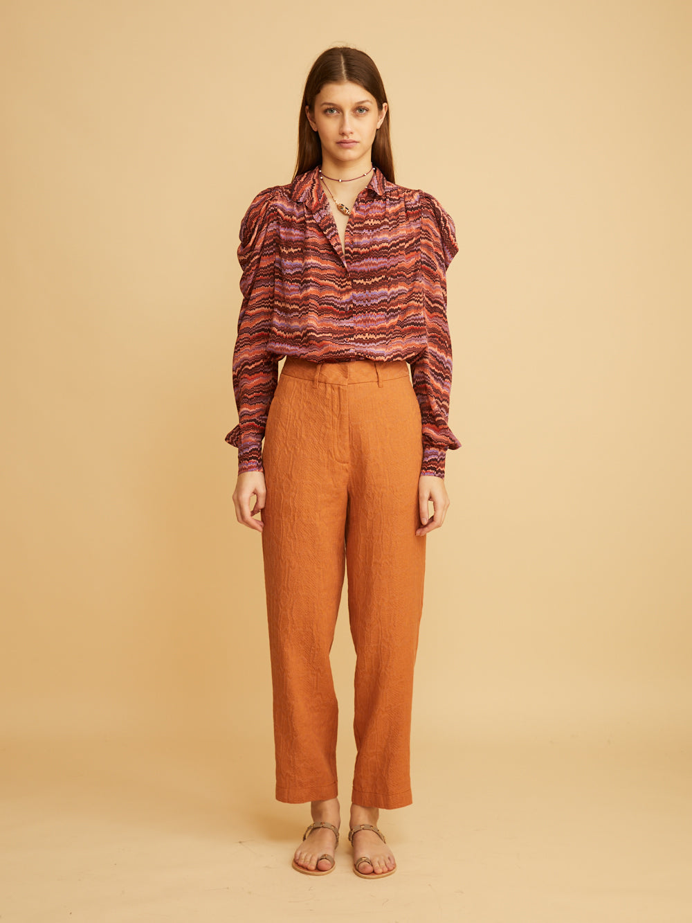 STRUCTURED JACQUARD TROUSERS