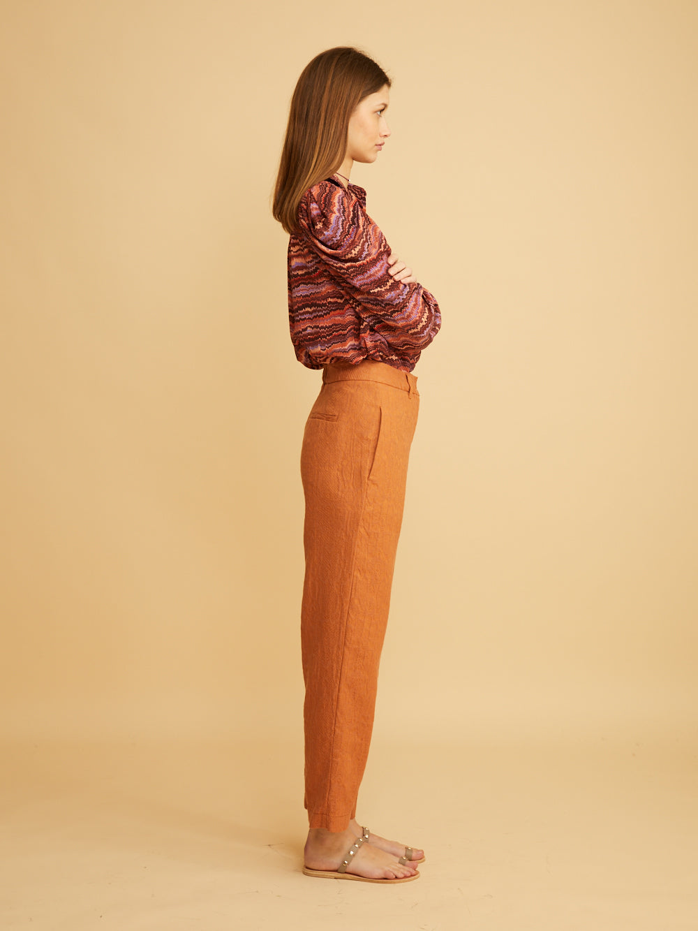 STRUCTURED JACQUARD TROUSERS