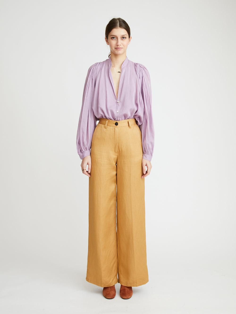 PANTALON LINEN WIDE LEG BLONDE