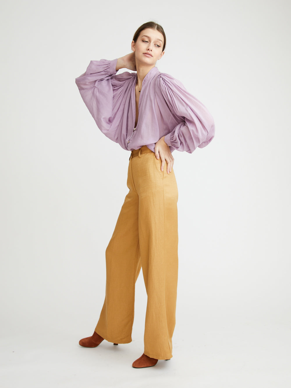 PANTALON LINEN WIDE LEG BLONDE