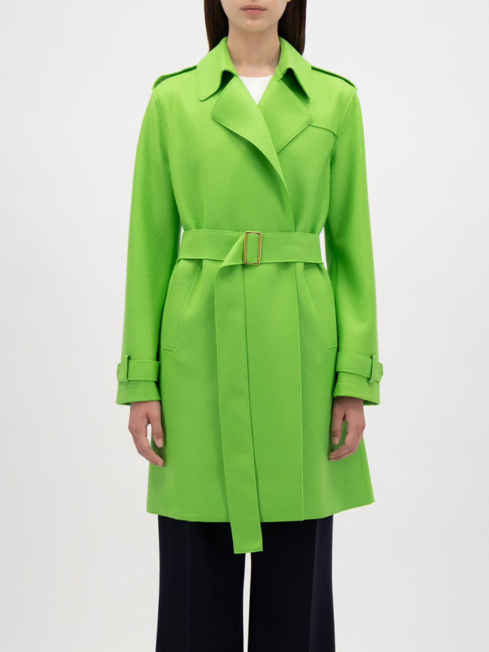 Manteau Golden Buckle Trench Green Manteau Harris Wharf London Vetements femme By Marie