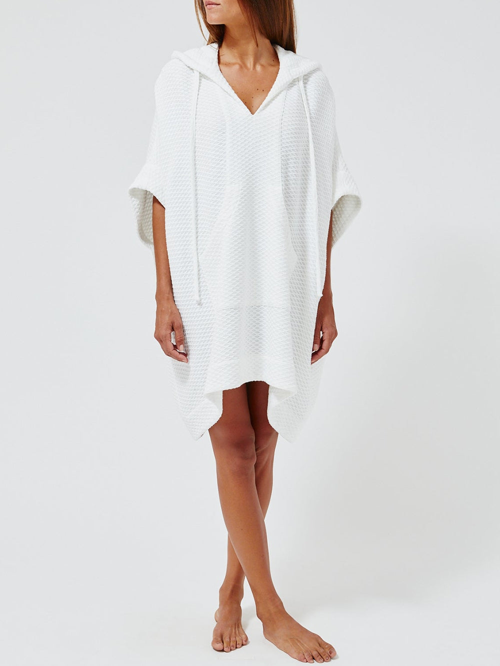 PONCHO WHITE HONEYCOMB