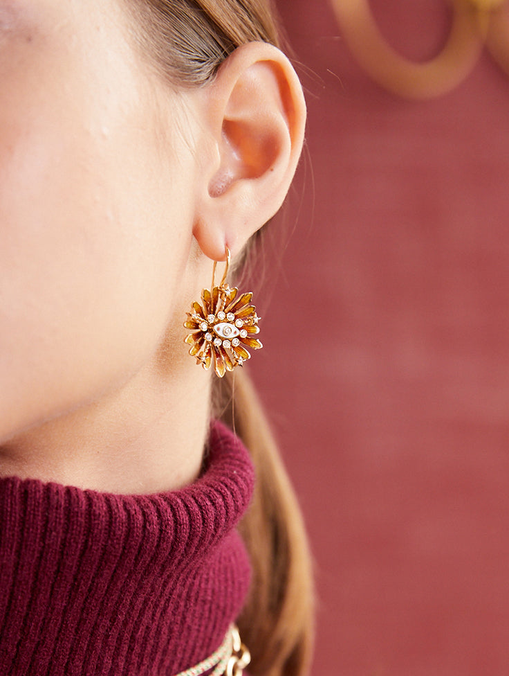 BOUCLE D'OREILLE FLOWER JAUNE