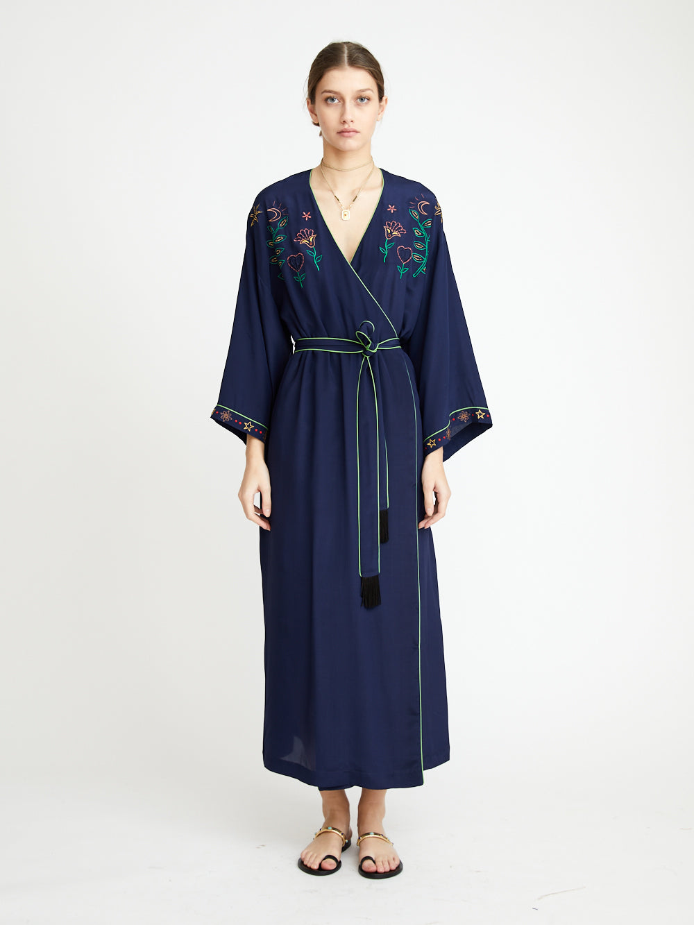 ROBE LONGUE LADY SILK BLEU MARINE