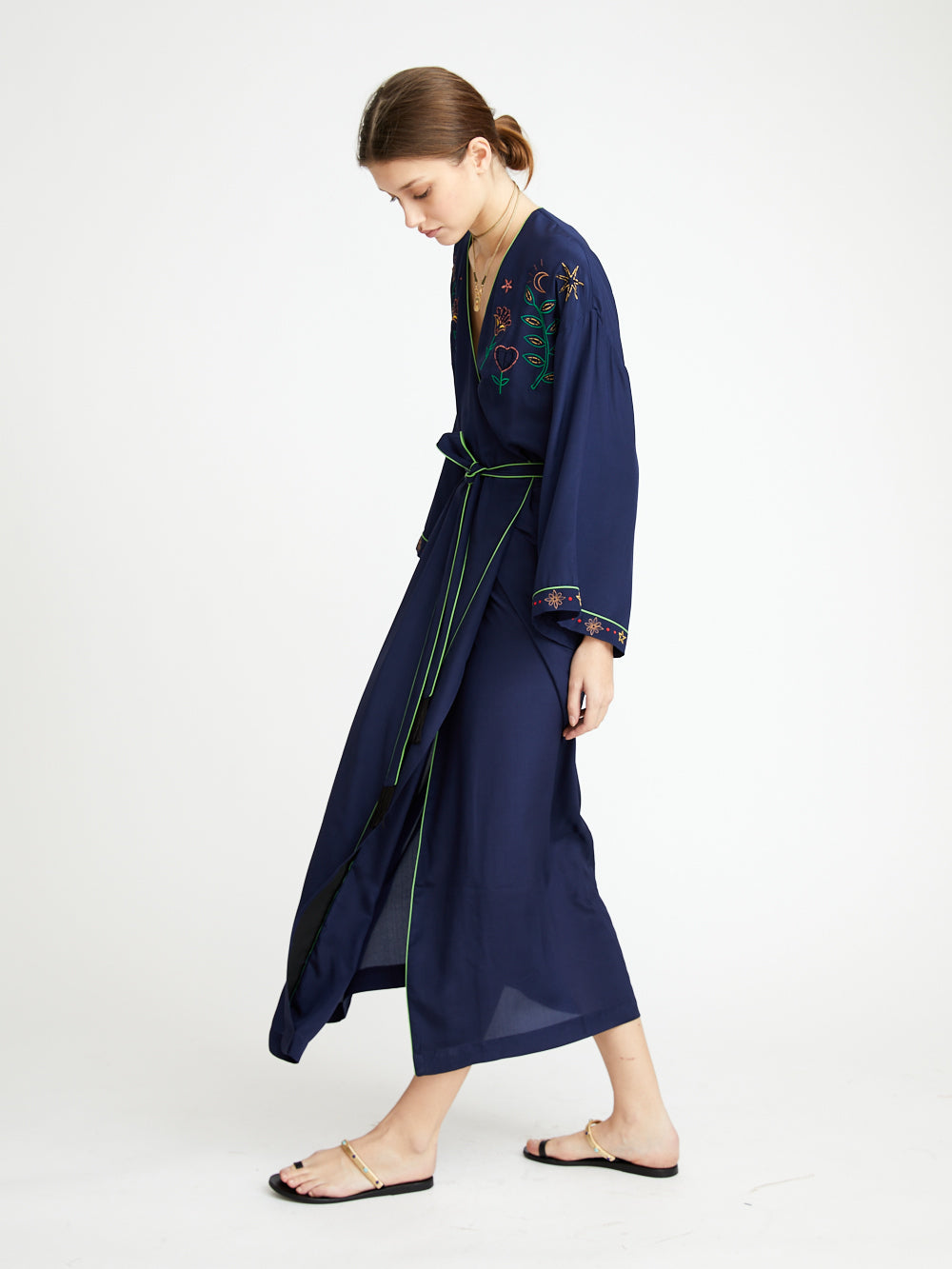 ROBE LONGUE LADY SILK BLEU MARINE