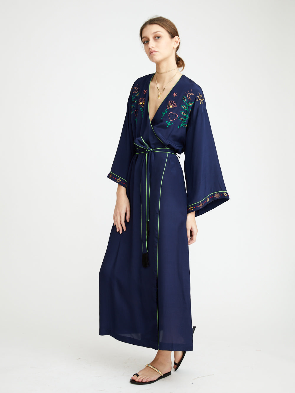 ROBE LONGUE LADY SILK BLEU MARINE