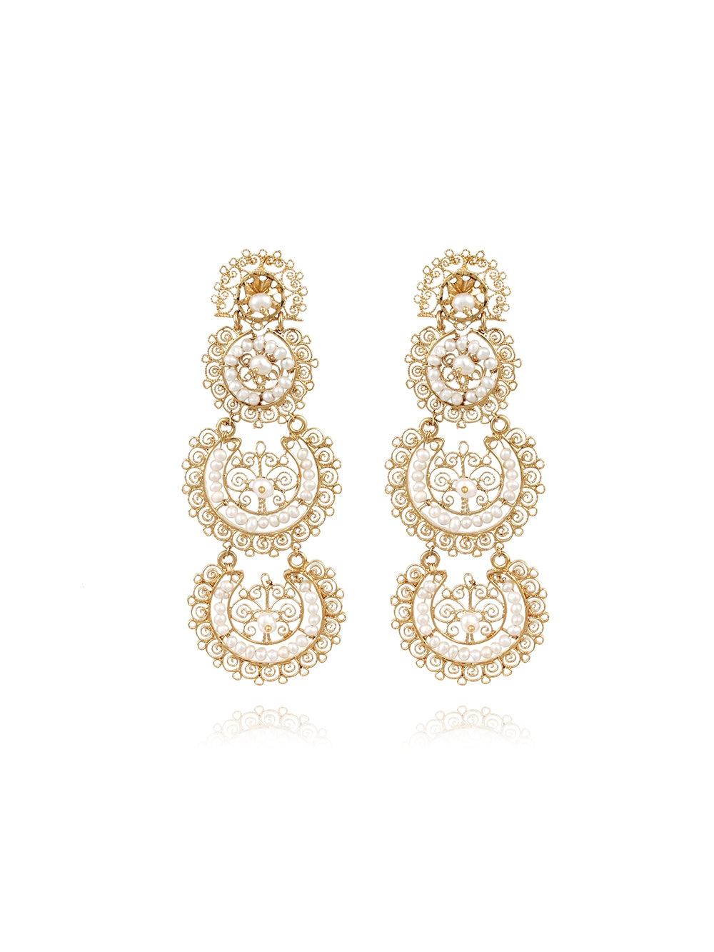 YUCA 3 ROWS EARRINGS GOLD