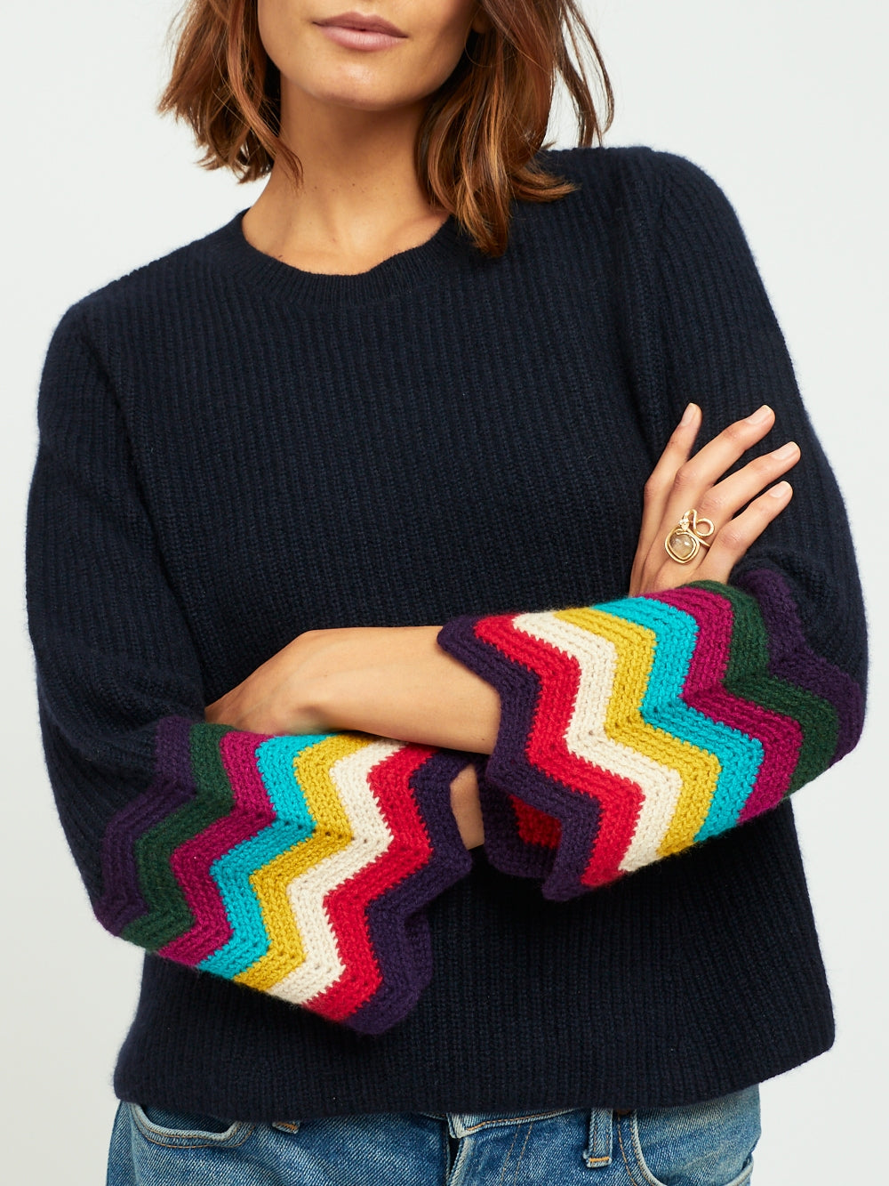 PULL FLARE CROCHET NERO NAVY